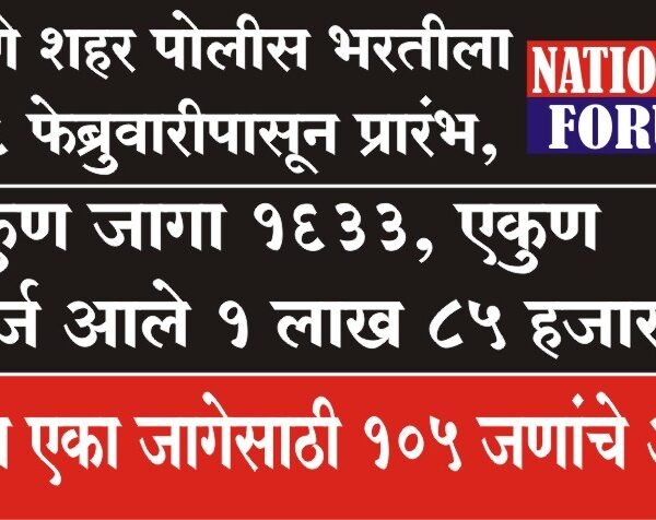 पुणे शहर पोलीस भरतीला 16 फेब्रुवारीपासून प्रारंभ, एकुण जागा 1633, एकुण अर्ज आले 1 लाख 85 हजार एका एका जागेसाठी 105 जणांचे अर्ज